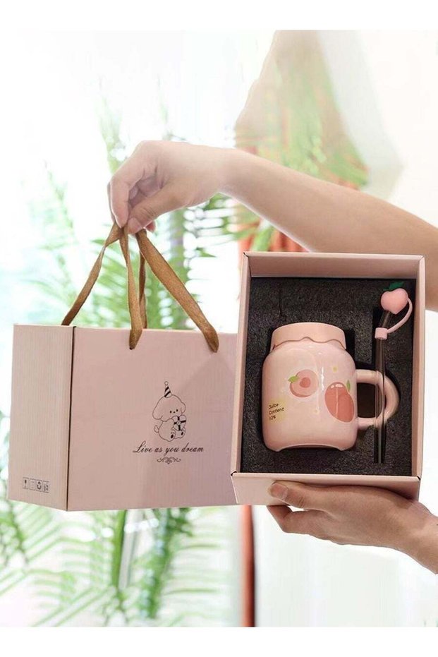 Ceramic Coffee Mug,Cute Creative Mug Design,Milk Mug with Spoon,Suitable for Office and Home