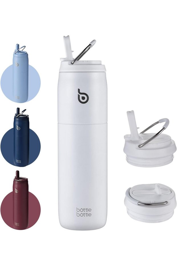 BOTTLE BOTTLE 32oz Stainless Steel Water Bottle with Straw and Lid - Vacuum Insulated, Leak-Proof, White