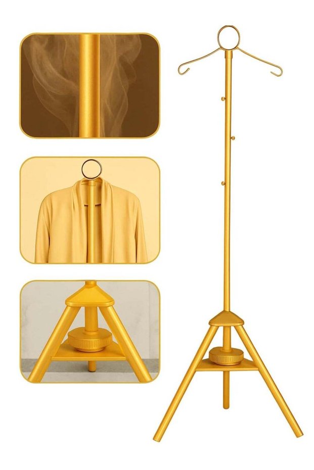 Vertical clothes steamer and stand for steaming clothes, gold color, 175 cm
