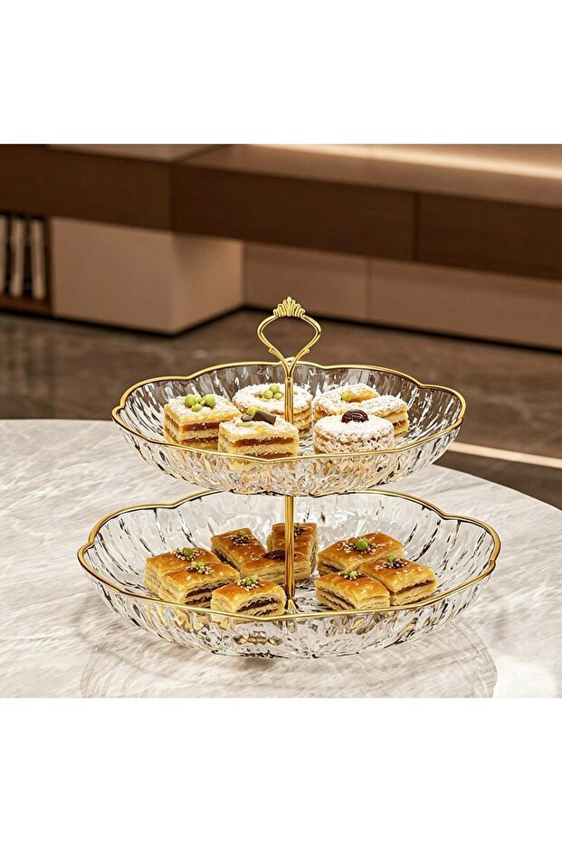 2-Tiered dessert /cake Stand, Clear Dessert Tower Holder Display / Tray stand for Wedding, Party, B