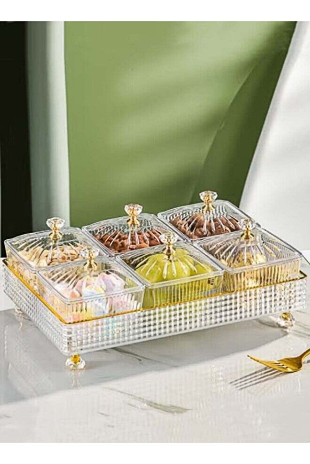 6pcs Snack Storage Box Snack Serving Tray With Lid Candy And Nut Serving Container Set Dried Fruit