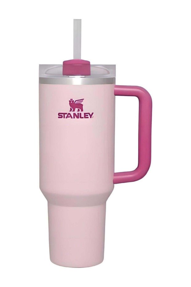 Stanley 40oz Quencher H20 Flowstate Stainless Steel Vacuum Insulated Tumbler with Lid and Straw for Water, Iced Tea or Coffee, Smoothie and More, Cream (Flamingo Pink)