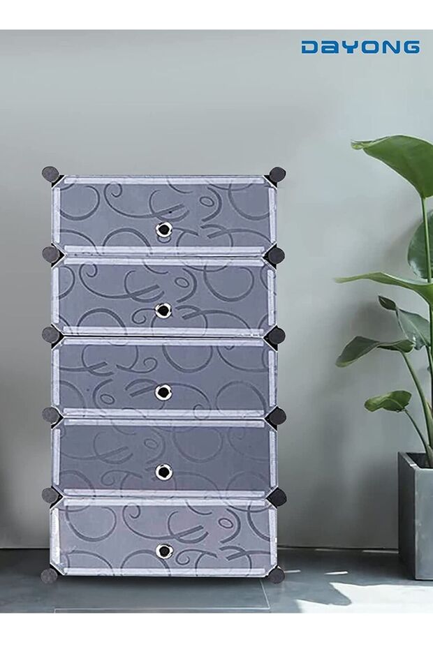5 Tier Modular Portable Shoe Storage Organizer Tower Interlocking Shoe Rack