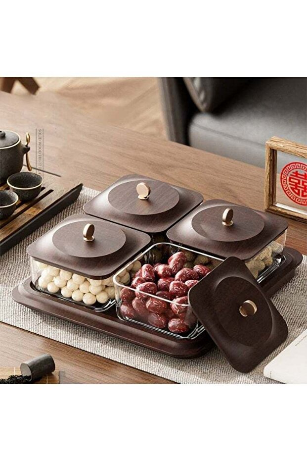 Wood Grain Fruit Plate,Versatile Serving Tray,Dessert Serving Trays For Dried Fruit, Nuts, Candy, C