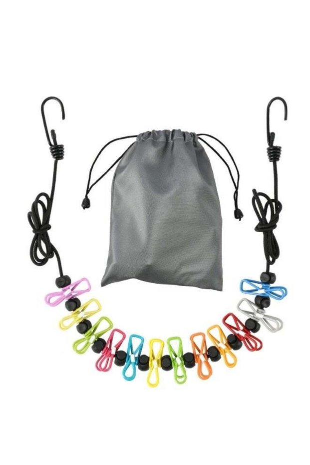 Retractable Portable Clothesline for Travel, Clothing line with 12 Clothes Clips, for Indoor Laundry Drying line, Outdoor Camping Accessories