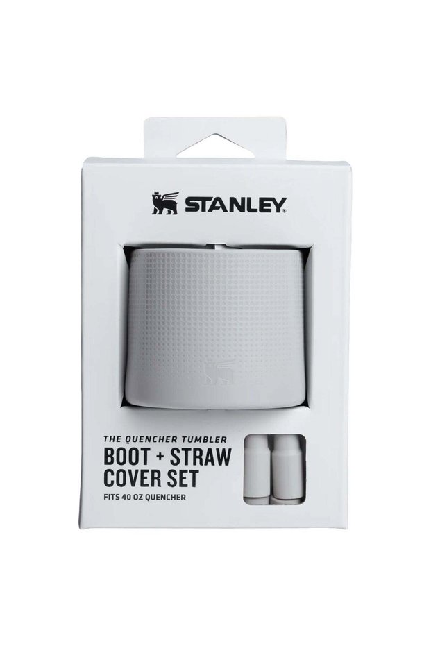 40oz Stanley Quencher Boot + Straw Topper Silicone Protective Sleeve & Straw Cover – Ash