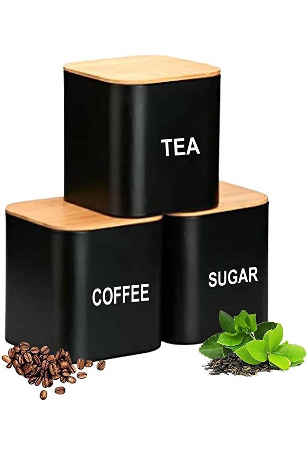 3-Piece Large Capacity Stainless Steel, Coffee Kitchen Canister, Sugar Organizer, Tea Storage Box,