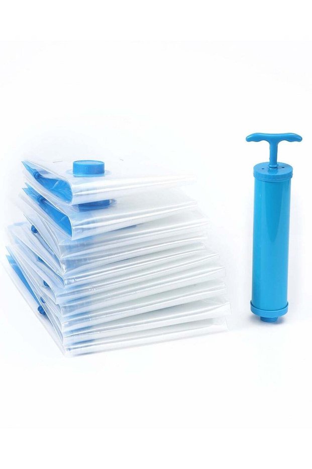 10-Piece Reusable Sealer Vacuum Storage Bag With Suction Pump，3 Different Sizes Vacuum Seal Bag