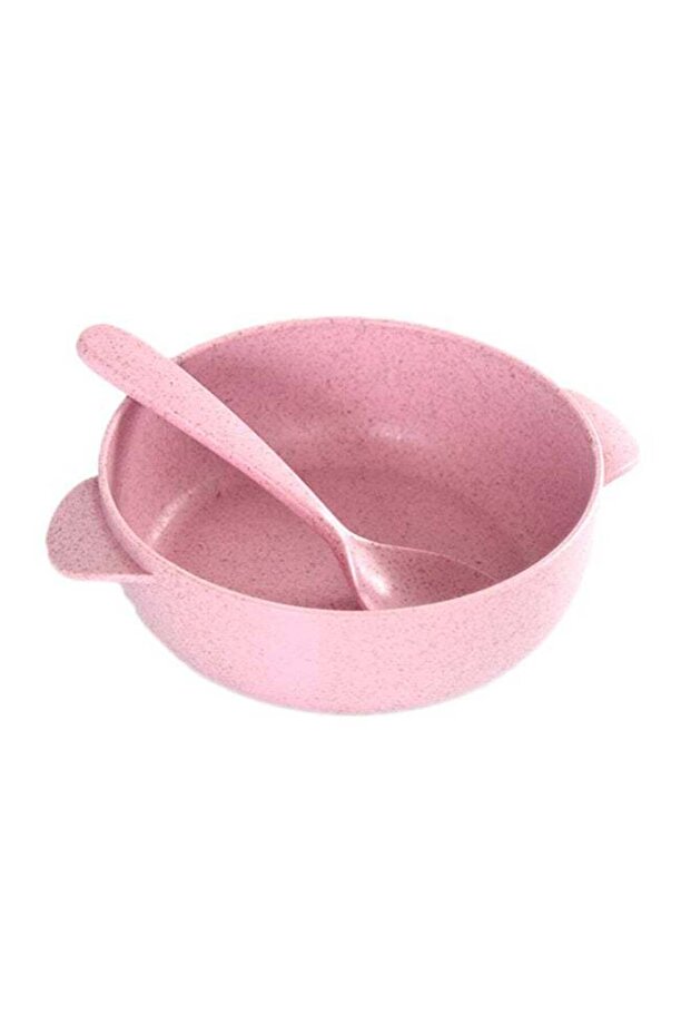 2-Piece Wheat Straw Dinnerware Set Pink 12.5cm
