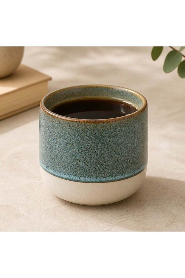 230ml Teal Speckled Glaze Ceramic Coffee Mug, Heat Resistant Arabic Tea Cup, Rustic Stoneware Drinkware for Home & Office