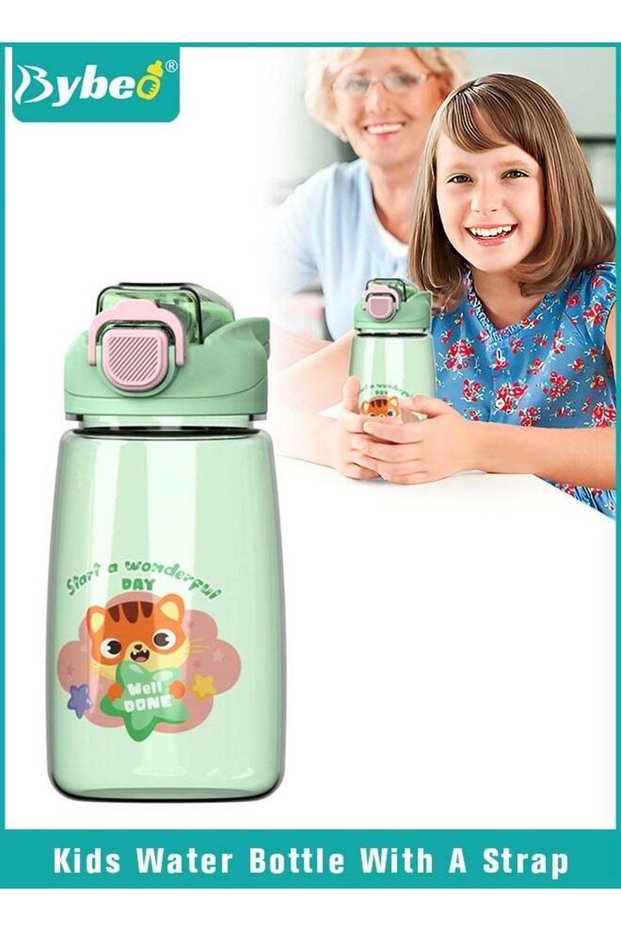 Kids Water Bottles with Straws, Portable Leakproof Water Cups with Adjustable Straps, Cartoon Drinking Cups with Lid for School Boys and Girls Outdoor Sports Travel, Kids Sippy Cups, BPA Free, 600ml