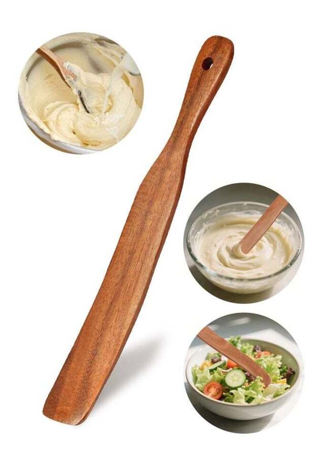Skinny Spurtle for Sourdough Starter, Reaching Bottom of Jars, Dough Whisk, Stirring, Mixing, Wooden Stir Spurtles, Kitchen Tools for NonStick Cookware, Sour Dough Tool, Gift for Sourdough Lovers