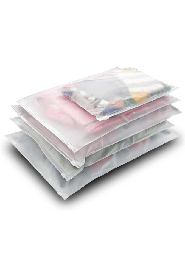 30 Pcs Travel Storage Bags For Clothes,Reusable Plastic Ziplock Bags For Hospital Bag,Frosted Waterproof Multifunctional Luggage Storage Pouch for Clothes, Shoes, Cosmetics (5 Size)