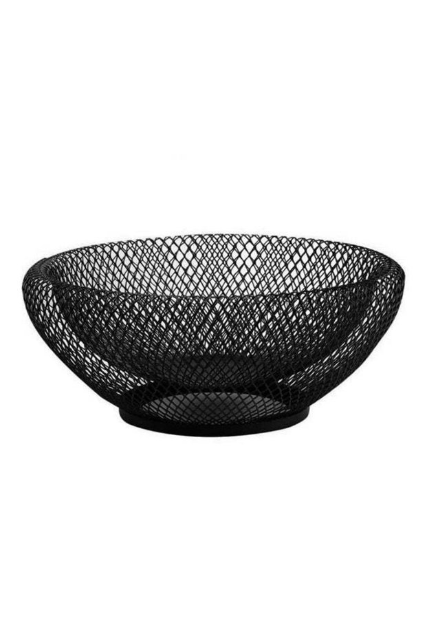 Metal Mesh Countertop Fruit Basket Bowl Stand, Black, 10 Inch