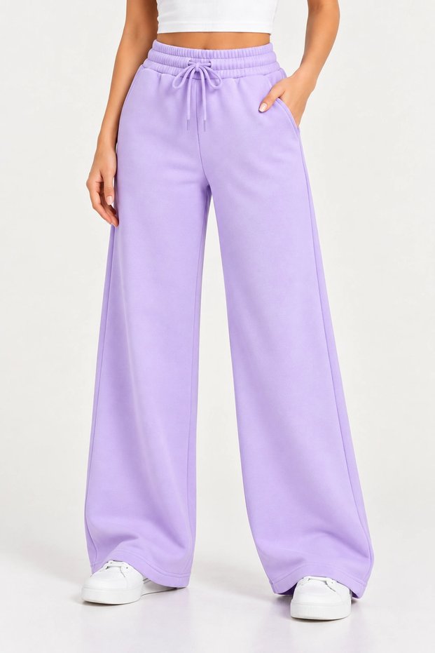 Women's Shardonlu Wide Leg Elastic Waist Tied Pocketed Trousers Cty-Abr-1776