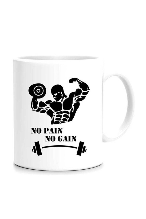 No Pain No Gain Design Mug White/Black 10cm