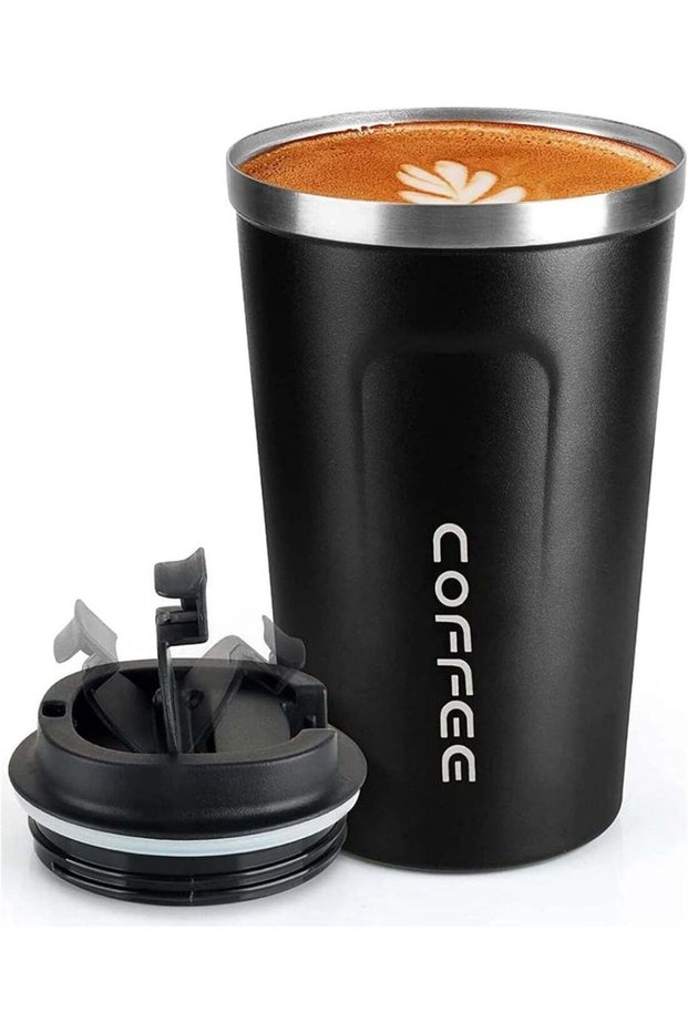 Coffee Mug 12oz - Insulated Coffee Travel Mug Spill Proof with Leakproof Lid Vacuum Stainless Steel Thermos Coffee Tumblers to GO, Reusable Coffee Cup for Men and Women for Hot & Cold Drinks (Black)