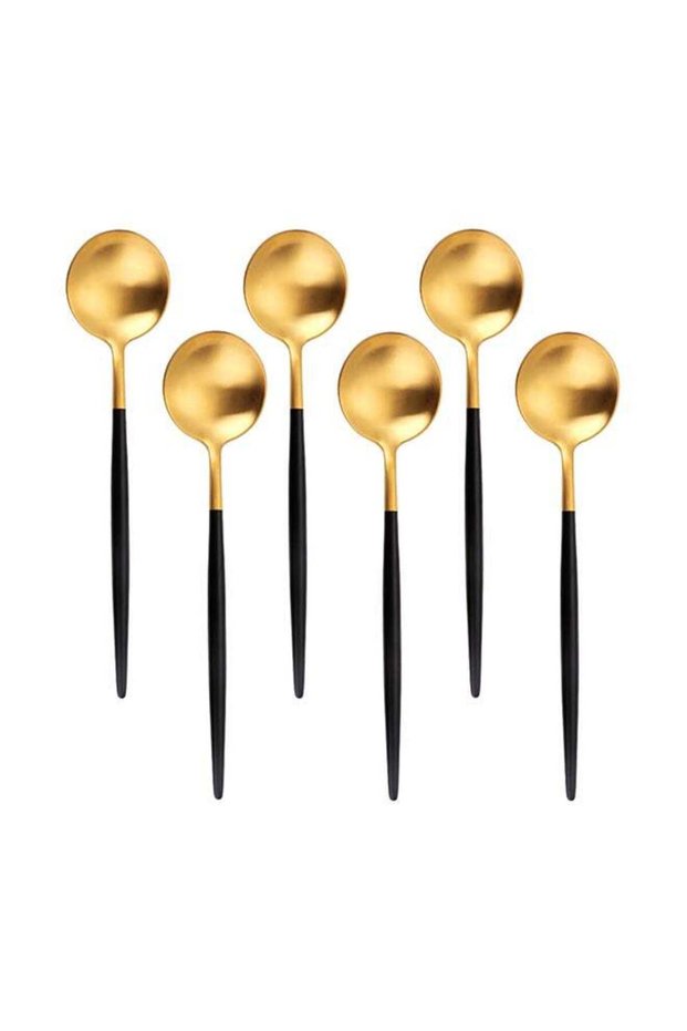6-Piece Spoon Set Black / Gold 16.5x26x3.5centimeter