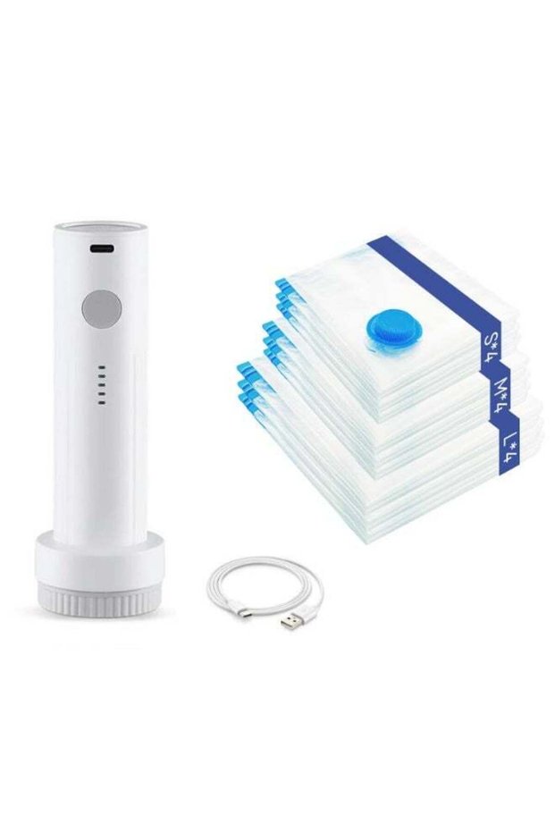 FEELSO 12 Pack Vacuum Storage Bags with Rechargeable Air Pump for Travel, Space Saver Vacuum Seal Bags for Clothing