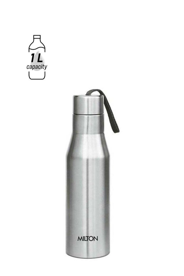 Milton 1 Litre Stainless Steel Water Bottle, Leak Proof, Rust Free, BPA Free, Metal Bottle for Sports, Gym, Travelling, Office, School, Super 1000, Silver Silver