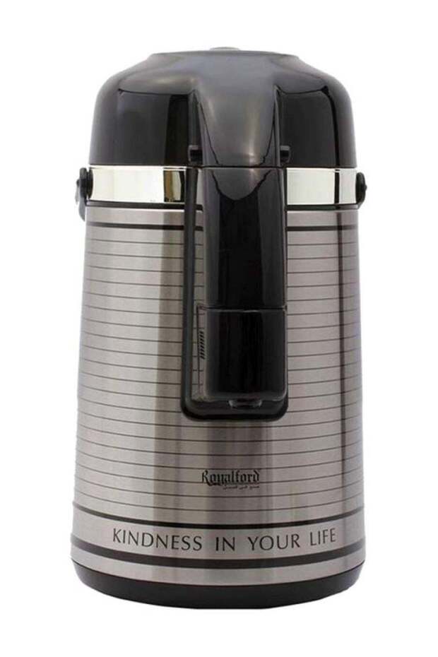 Royalford 2.5 L Glass-Lined Vacuum Flask | Hot & Cold Retention, One-Press Switch, Comfortable Handle, Easy to Carry, Safe to Touch | Ideal for Hot and Cold Beverages, Indoor and Outdoor Use, Water B