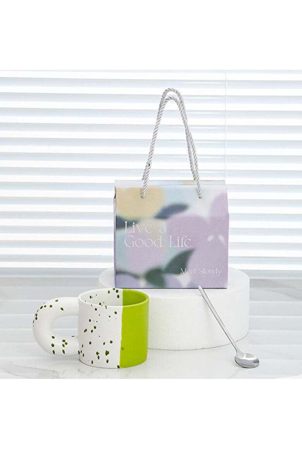 Ceramic Creative Splash Design Coffee Mug with Spoon, Coffee Mugs, Ceramic Tea Mugs for Coffee, Milk, Tea and Ice Cream for Birthdays, Anniversaries, Graduations, Girl Gifts