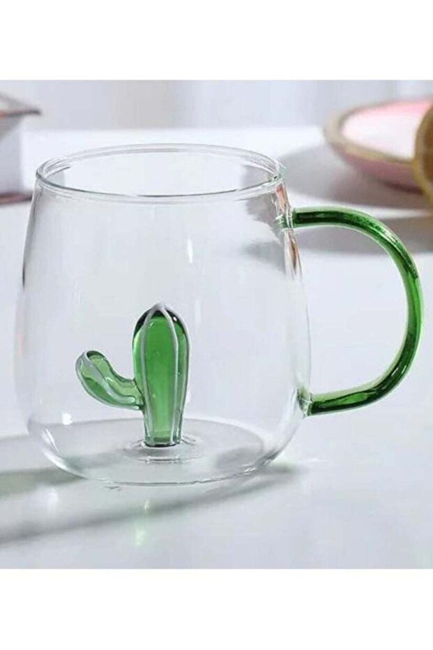 300ML Borosilicate Three-Dimensional Coffee Cup with Handle, Cactus