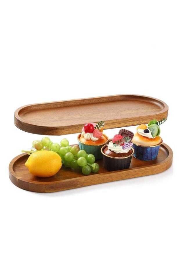13.8 x 5.5 Inch Large Wood Serving Trays Charcuterie Boards Oval Wooden Plates Wood Serving Platter
