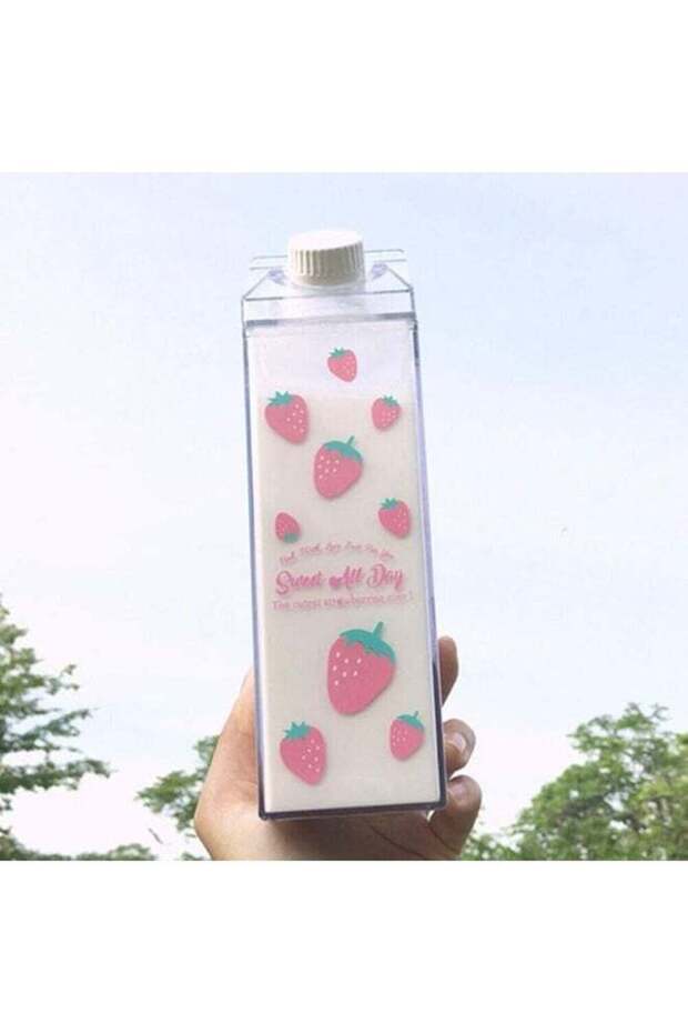 Kimaya Kawaii Mystery Milk Carton Water Bottle, 500ml - Reusable & Leakproof for Kids & Adults