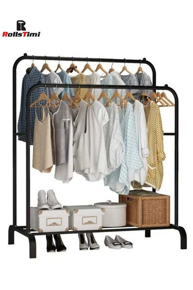 Clothes Organizer And Holder Metal Stand Black