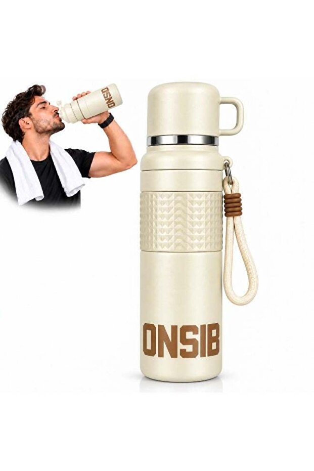 Twisoo 1000ml Insulated Stainless Steel Travel Flask with Mug Cap