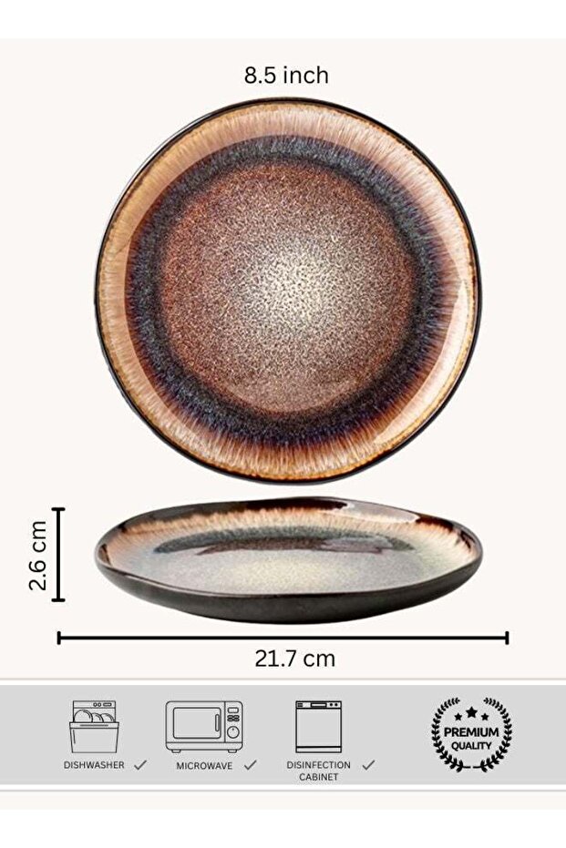 2 Piece Flame Ceramic Salad Plates 8.5 Inch Reactive Glaze Stoneware