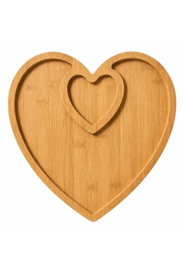 Wooden Heart Shaped Tray 30x30 cm – Rustic Serving Platter & Cheese Board for Snacks, Candy, Fruit