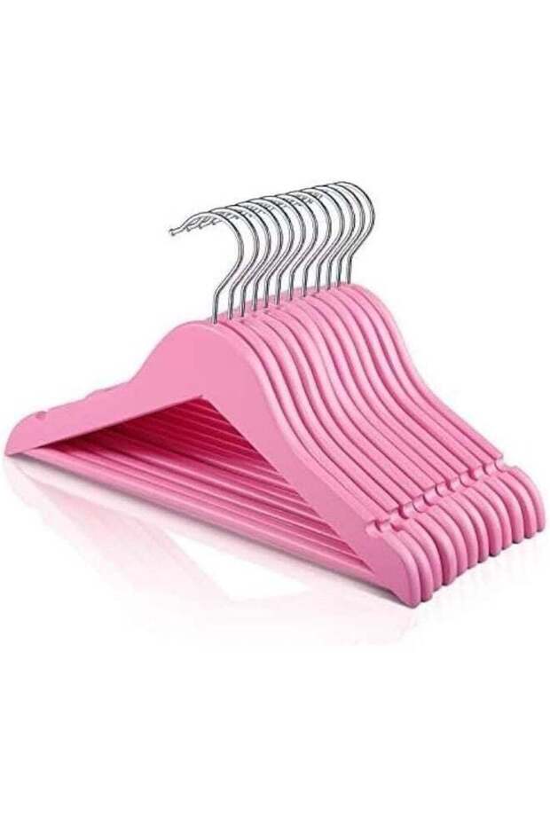 HOUSE DAY 20 Pack Pink Colour Children's Wooden Clothes Hangers, Space Saving, 360° Rotating Hook, Non-Slip, for Coats, Suits, Trousers and Jackets