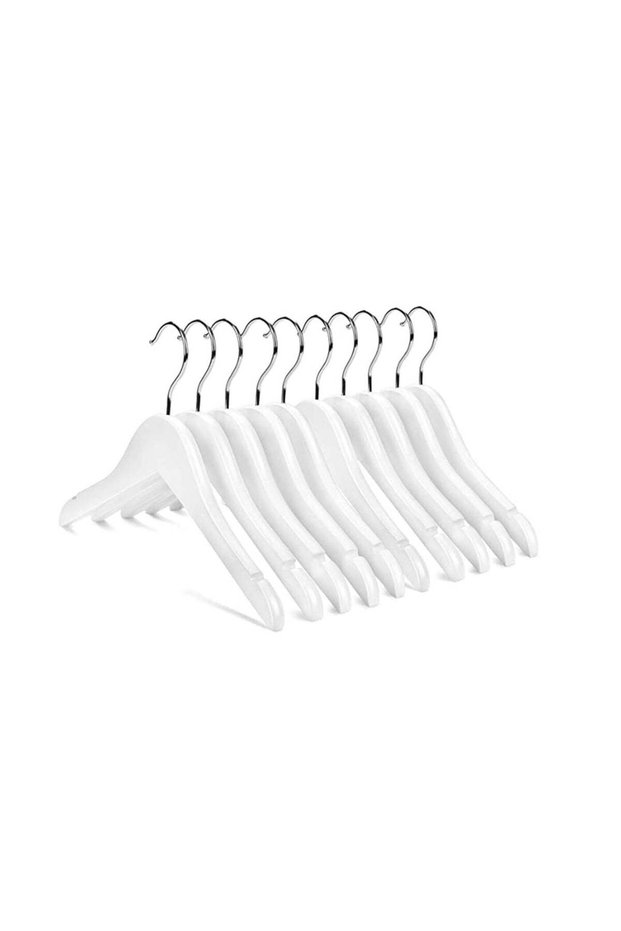 Premium Wooden Baby Clothes Hanger White Children Coat Hanger Ultra Slim Durable Space Saving Kids Clothes Hanger 360 degree Swivel Hook Toddler and Infant Hanger with Smooth Notches Pack of 10