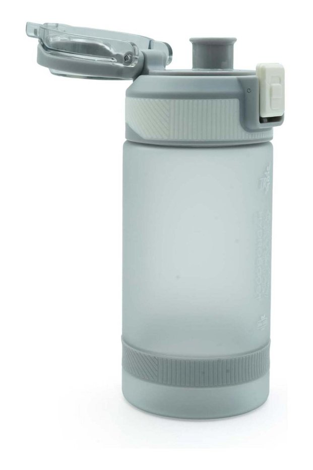 TR6 Sport Frosted Water Bottle BPA Free Leak Proof Flip Lock Lid Temp Resistant 10°C to 80°C Carry Holder Matte Finish Hydration Bottle for Fitness Office Travel School Outdoor (Grey, 590ml)