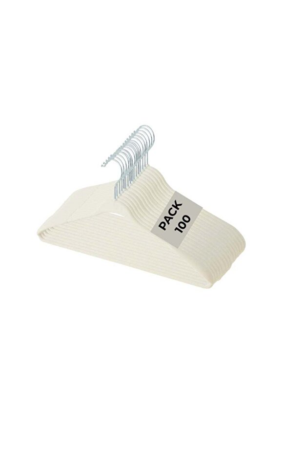100-Piece Premium Ivory Velvet Non-Slip Hangers with Chrome Hooks – Space-Saving Clothes Hanger Set
