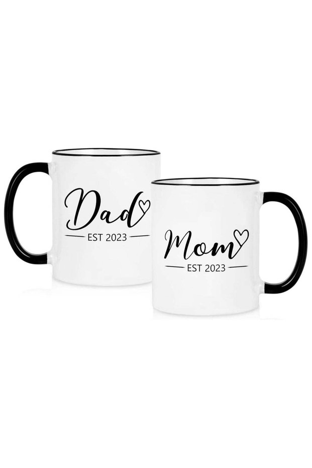 Mom and Dad Mug, Mom Dad Est 2023 Coffee Mug Set, Gifts for New Parents, New Mom Dad Gifts, Pregnancy Gifts for First Time Moms Couple, First Fathers Day Mothers Day Gifts,