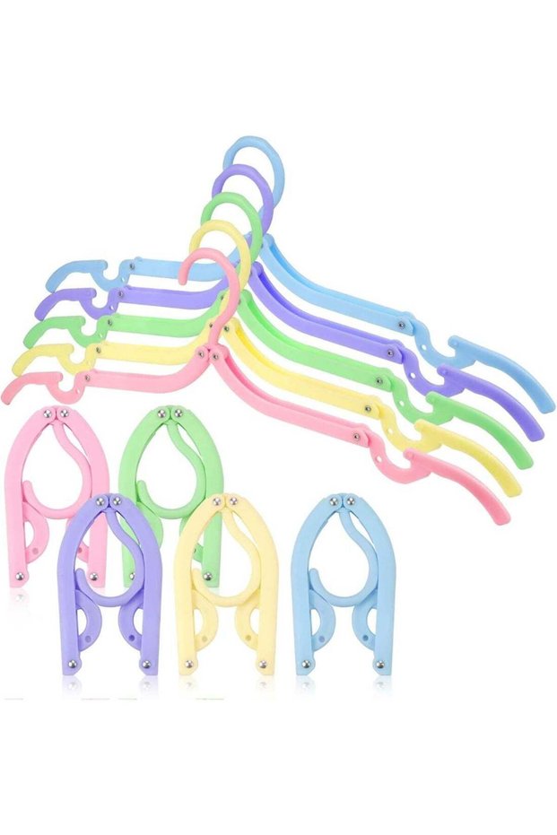20 Pcs Portable Colored Folding Clothes Hangers, Portable Folding Travel Hangers, Clothes Drying Rack for Travel(5 Colors)