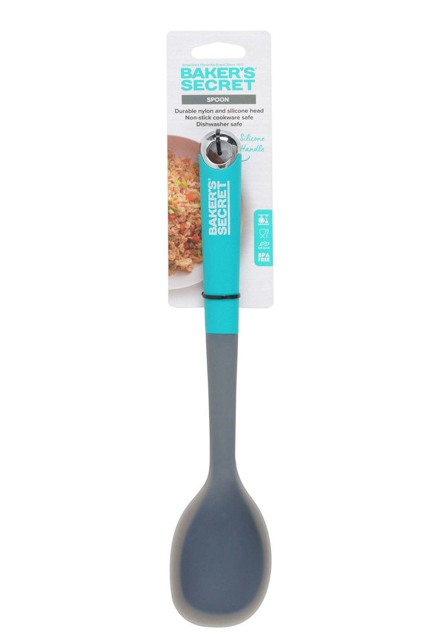 Baker's Secret Platinum Silicone Spoon 32.8 x 6.5cm, Flexible Heat-Resistant Build for Everyday Stirring, For Stirring Sauces, One-Piece Design for Easy Hygiene