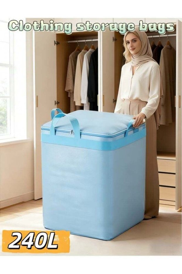 Storage Bags for Clothes, Moving Bags Heavy Duty Extra Large with Reinforced Handle, Storage Containers for Organizing Bedding, Blanket, Sheets, Pillows, Toys, Christmas Decorations (D-122M-BLUE-S)