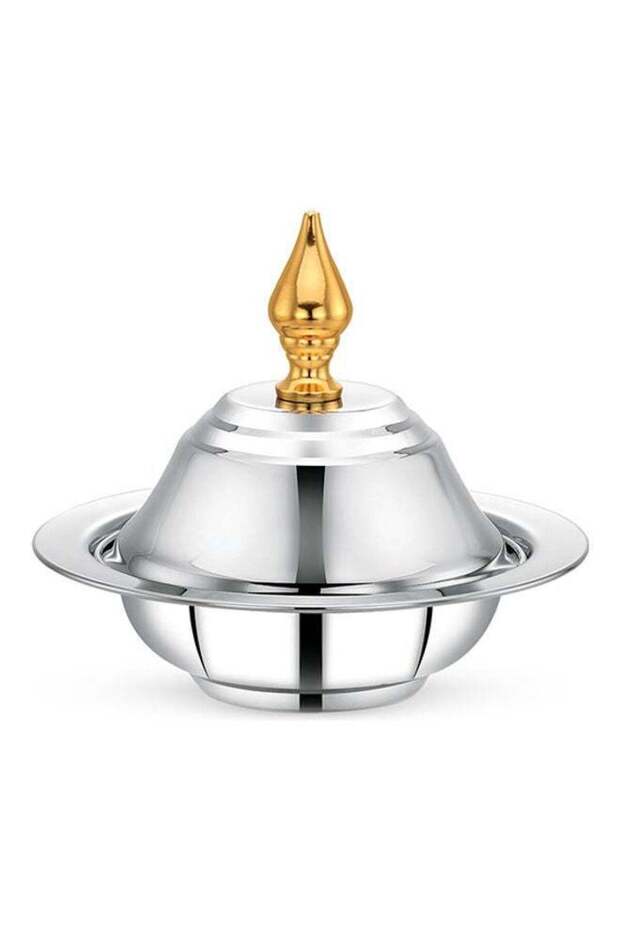 Royalford 20 cm Minimax Stainless Steel Date Bowl, Dome Lid | Elegant Golden Knob, Rust-Resistant,
