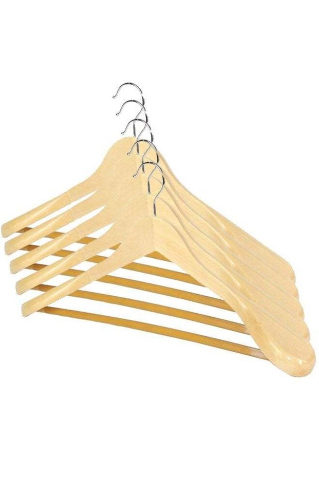 Pack of 5 Non-Slip Swivel Hook Wooden Hangers For Coat