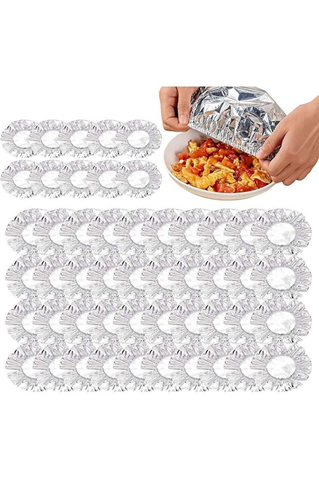 Foil Wraps for Food | 50 Piece Reusable Elastic Film,Aluminium Foil Film Insulation Covers,for Frui