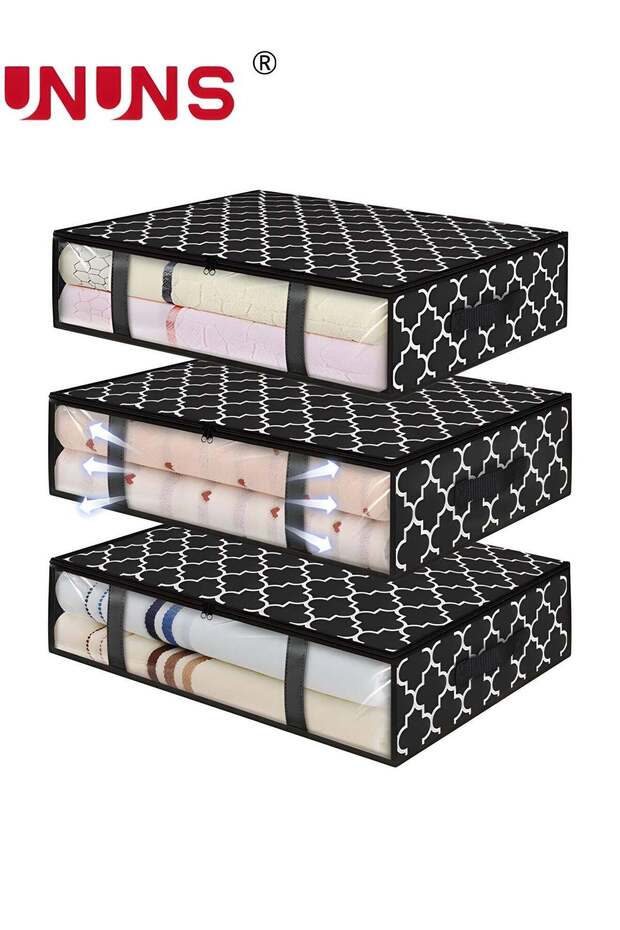 3 Pack Storage Bins Clothes Storage, Underbed Foldable Storage Bags,Storage Containers Clothes Bags for Clothing, Bedroom, Comforter, Closet, Dorm, Quilts