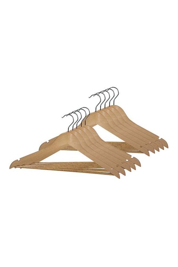 10-Piece Wooden Hanger Set Brown