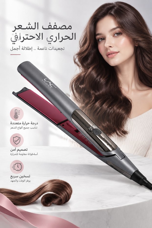 Grey Red Contrast Digital Hair Straightener, Adjustable Multi-Temp Ceramic Flat Iron, 2 in 1 Straightening Curling Styling Iron, Salon Home Hair Tool