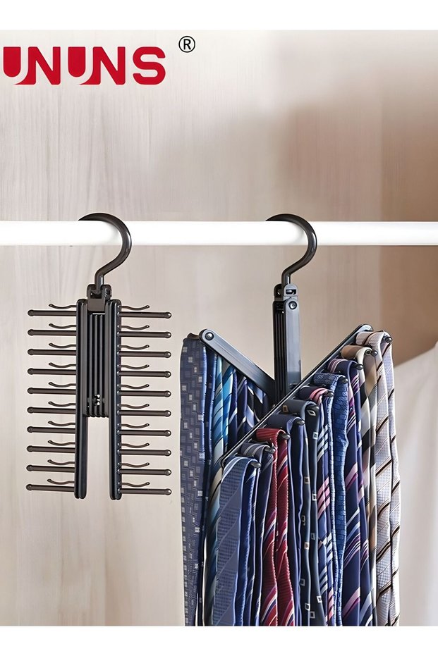 20-Hook Tie Rack Organizer Hanger,2-Pack 360 Degree Rotation Black Tie Rack,Hanging Closet Organization Storage Holder For Belts,Men's Ties, Women's Shawls,Scarves,Clothing,Accessories