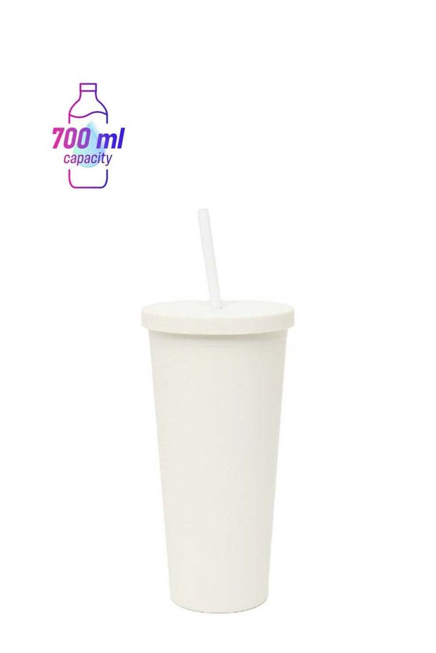 White Water Bottle With Straw