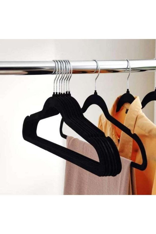 Giorgia 10-pieces Velvet Clothes Hanger Set 45x22.5x0.5cm - Black - 262JHC9900008